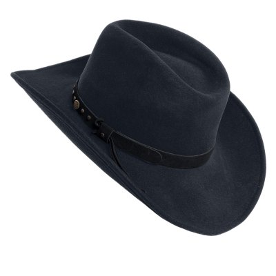 Kapelusze - Gårda Bowmont Crushable Wool felt Western hat (czarny)