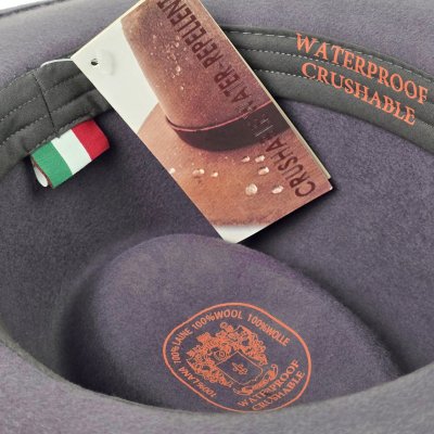 Kapelusze - Gårda Braga Wool felt Fedora (szary)