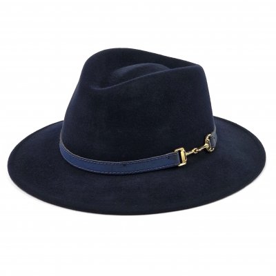 Kapelusze - Gårda Braga Wool felt Fedora (granatowy)