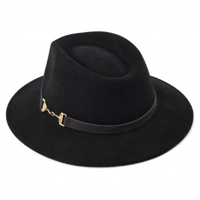 Kapelusze - Gårda Braga Wool felt Fedora (czarny)