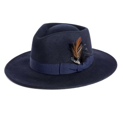 Kapelusze - Gårda Molinella Crushable Wool felt Fedora (niebieski)