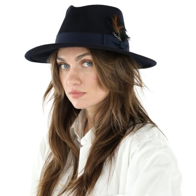 Kapelusze - Gårda Molinella Crushable Wool felt Fedora (niebieski)