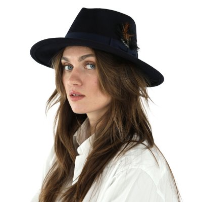 Kapelusze - Gårda Molinella Crushable Wool felt Fedora (niebieski)