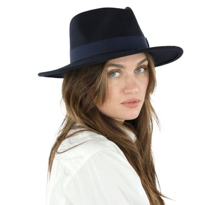 Kapelusze - Gårda Molinella Crushable Wool felt Fedora (niebieski)