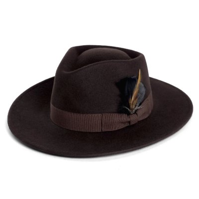 Kapelusze - Gårda Molinella Crushable Wool felt Fedora (brązowy)