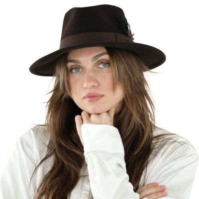 Kapelusze - Gårda Molinella Crushable Wool felt Fedora (brązowy)