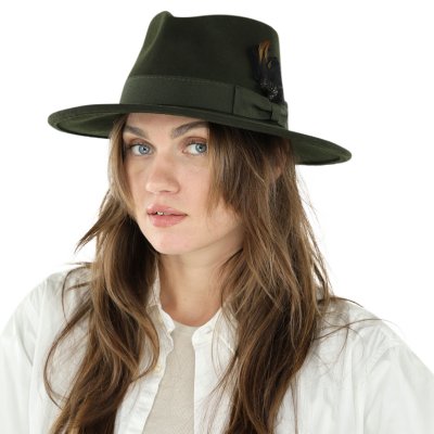 Kapelusze - Gårda Molinella Crushable Wool felt Fedora (zielony)