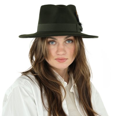 Kapelusze - Gårda Molinella Crushable Wool felt Fedora (zielony)