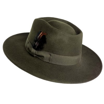 Kapelusze - Gårda Molinella Crushable Wool felt Fedora (zielony)