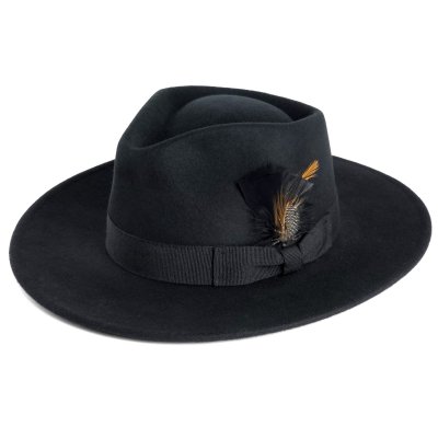 Kapelusze - Gårda Molinella Crushable Wool felt Fedora (czarny)
