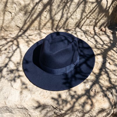 Kapelusze - Gårda Napoli Fedora Wool Hat (granatowy)