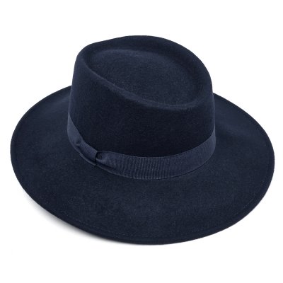 Kapelusze - Gårda Napoli Fedora Wool Hat (granatowy)