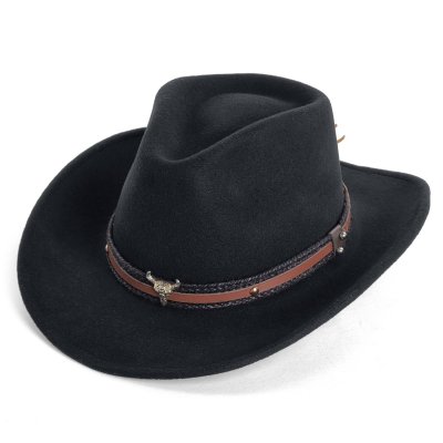 Kapelusze - Gårda Santaquin Crushable Wool felt Western hat (czarny)