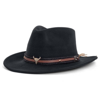 Kapelusze - Gårda Santaquin Crushable Wool felt Western hat (czarny)