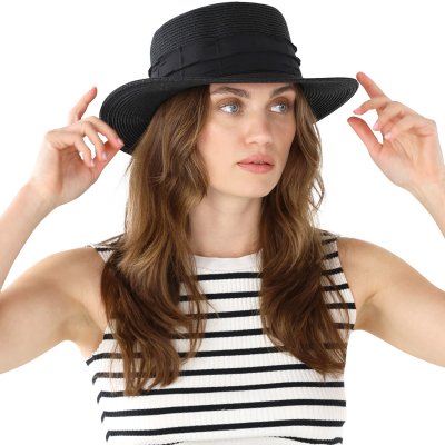 Słomiany kapelusz - Gårda Valletta Boater (czarny)