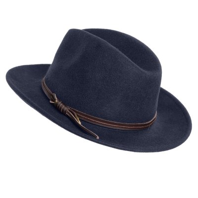Kapelusze - Gårda Vicenza Crushable Wool felt Fedora (niebieski)