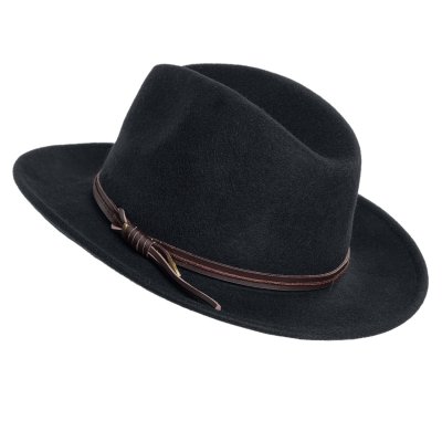 Kapelusze - Gårda Vicenza Crushable Wool felt Fedora (czarny)
