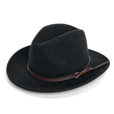Kapelusze - Gårda Vicenza Crushable Wool felt Fedora (czarny)
