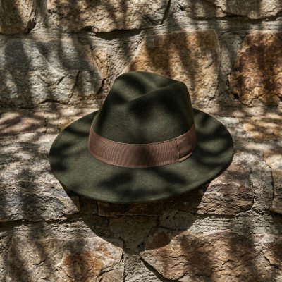 Kapelusze - Gårda Volterra Fedora Wool Hat (wojskowy zielony/beżowy)
