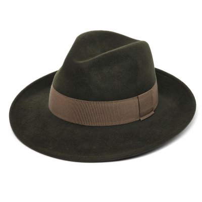 Kapelusze - Gårda Volterra Fedora Wool Hat (wojskowy zielony/beżowy)