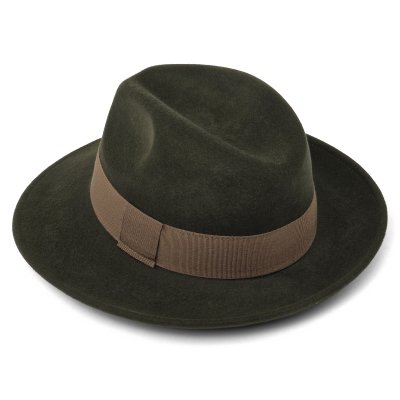 Kapelusze - Gårda Volterra Fedora Wool Hat (wojskowy zielony/beżowy)