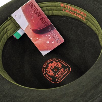 Kapelusze - Gårda Volterra Fedora Wool Hat (wojskowy zielony/beżowy)