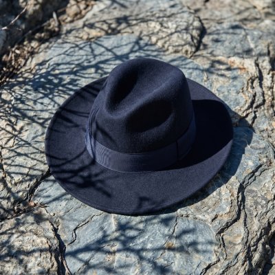 Kapelusze - Gårda Volterra Fedora Wool Hat (granatowy)
