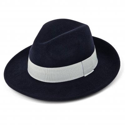 Kapelusze - Gårda Volterra Fedora Wool Hat (granatowy/ecru)