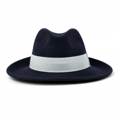 Kapelusze - Gårda Volterra Fedora Wool Hat (granatowy/ecru)