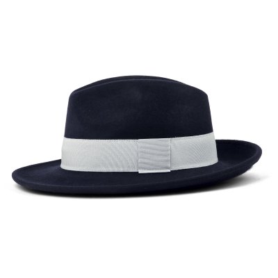 Kapelusze - Gårda Volterra Fedora Wool Hat (granatowy/ecru)