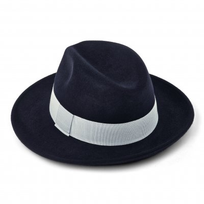 Kapelusze - Gårda Volterra Fedora Wool Hat (granatowy/ecru)