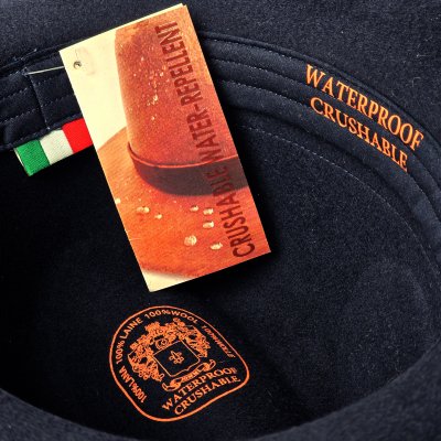 Kapelusze - Gårda Volterra Fedora Wool Hat (granatowy/ecru)