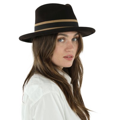 Kapelusze - Gårda Belluno Crushable Wool felt Fedora (brązowy)