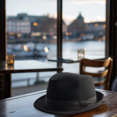 Kapelusze - Gårda Padua Trilby Wool Hat (czarny)