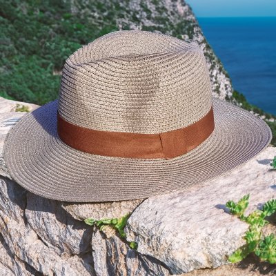 Kapelusze - Gårda Słomkowy kapelusz Fedora (brązowy)