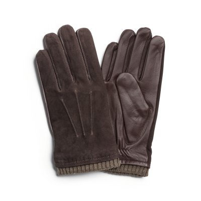 Rękawice - HK Men's Touch glove Lamb suede/Lamb nappa, Wool blend lining (brązowy)