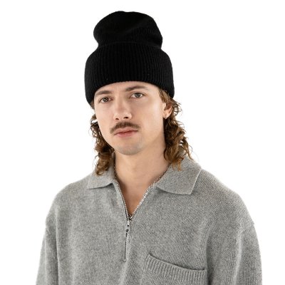 Czapki - Gårda Angora Beanie (czarny)