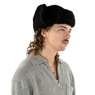 Trapper hat - Gårda Angora Trapper Hat (czarny)