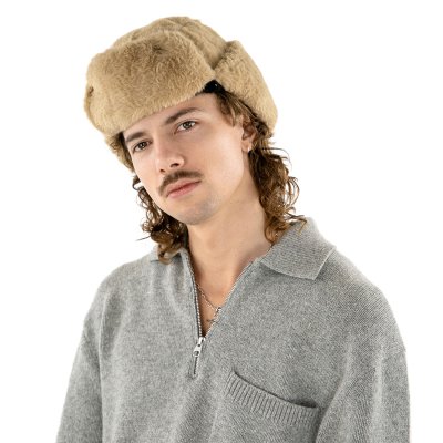 Trapper hat - Gårda Faux Fur Trapper Hat (jasnobrązowy)