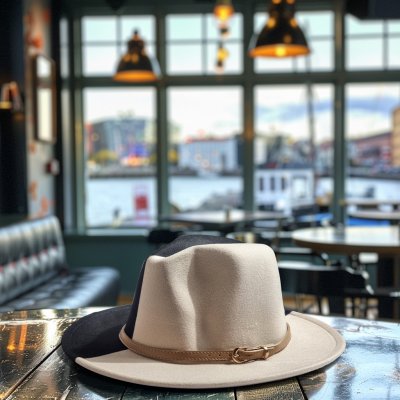 Kapelusze - Gårda Felt Hat (czarny/offwhite)