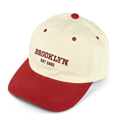 Czapki z daszkiem dla dzieci - Gårda Brooklyn Baseball Cap (kremowy/czerwony)