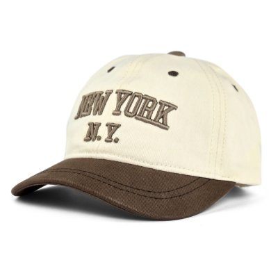 Czapki z daszkiem dla dzieci - Gårda New York Baseball Cap (kremowy/brązowy)