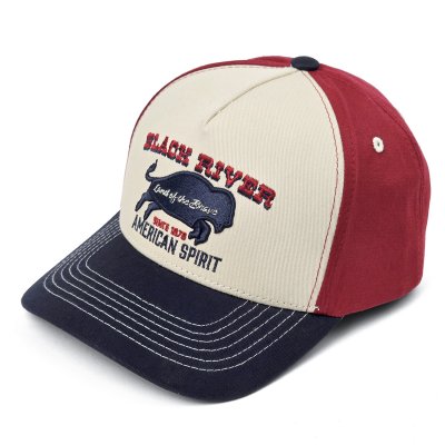 Czapka z daszkiem - Black River Buffalo Trucker (kremowy/czerwony/niebieski)