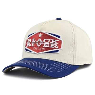 Czapka z daszkiem - Black River Cincinnati Cotton Snapback (ecru/niebieski)