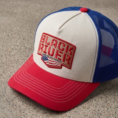 Czapka z daszkiem - Black River Frontier Trucker (ecru/niebieski/czerwony)