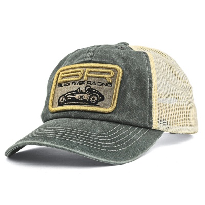 Czapka z daszkiem - Black River Racer Washed Trucker (ciemnozielony/krem)