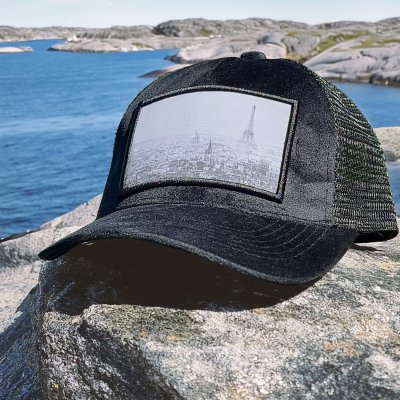 Czapka z daszkiem - Gårda Velvet Trucker Paris (czarny)