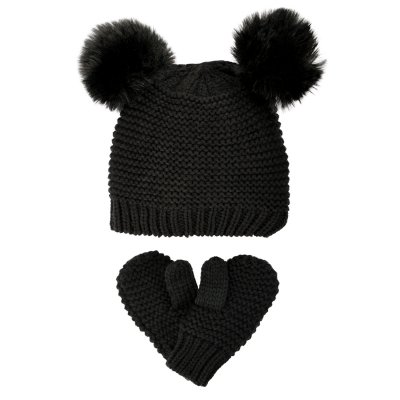 Czapka i rękawiczki dla dzieci - Gårda Målilla Knitted Set (czarny)