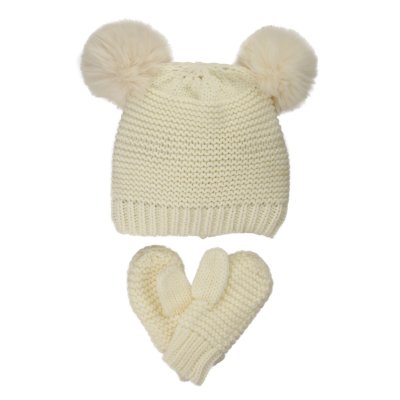 Czapka i rękawiczki dla dzieci - Gårda Målilla Knitted Set (biały)