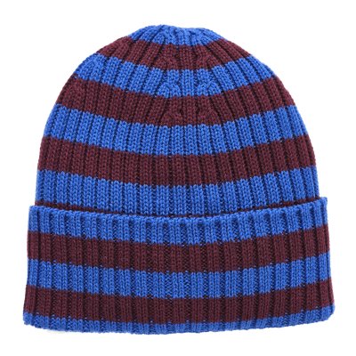 Czapka - Gårda Davos Striped Merino Wool Beanie (bordowy/niebieski)